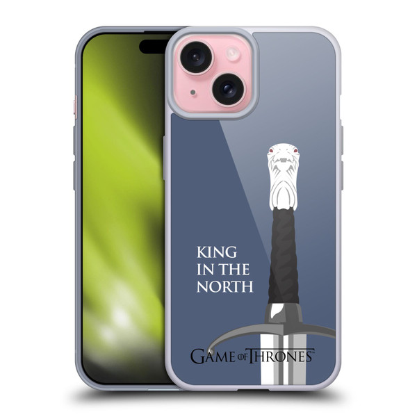 HBO Game of Thrones Graphics Longclaw King North Soft Gel Case for Apple iPhone 15