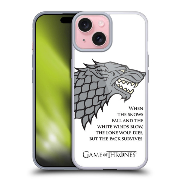 HBO Game of Thrones Graphics White Winds Soft Gel Case for Apple iPhone 15