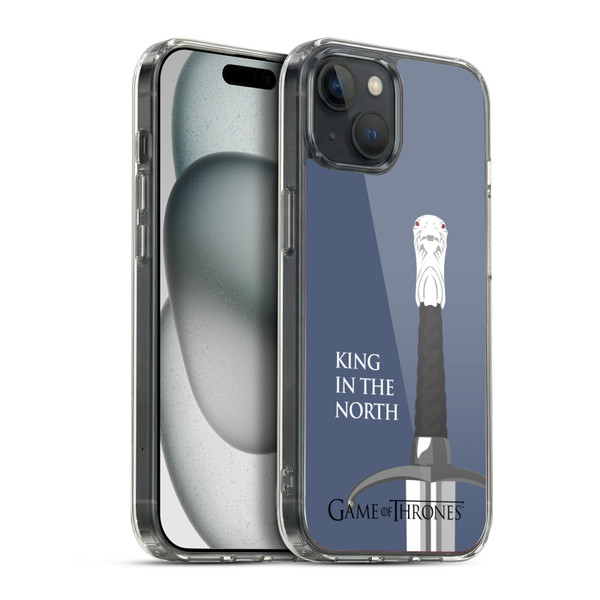HBO Game of Thrones Graphics Longclaw King North Soft Gel Case for Apple iPhone 15 Plus & MagSafe