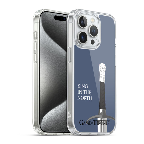 HBO Game of Thrones Graphics Longclaw King North Soft Gel Case for Apple iPhone 15 Pro & MagSafe
