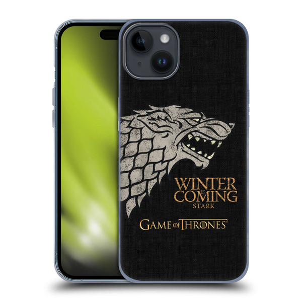 HBO Game of Thrones House Mottos Stark Soft Gel Case for Apple iPhone 15 Plus