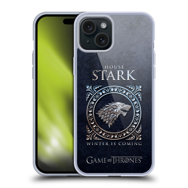 HBO Game of Thrones Metallic Sigils Stark Soft Gel Case for Apple iPhone 15 Plus