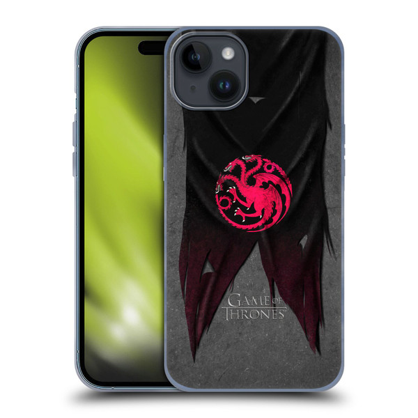 HBO Game of Thrones Sigil Flags Targaryen Soft Gel Case for Apple iPhone 15 Plus