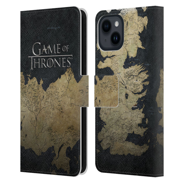 HBO Game of Thrones Key Art Westeros Map Leather Book Wallet Case Cover For Apple iPhone 15