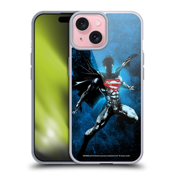 Superman DC Comics 80th Anniversary Splatter Soft Gel Case for Apple iPhone 15
