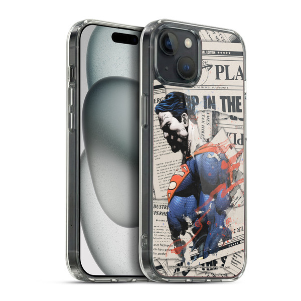 Superman DC Comics 80th Anniversary Newspaper Soft Gel Case for Apple iPhone 15 Plus & MagSafe