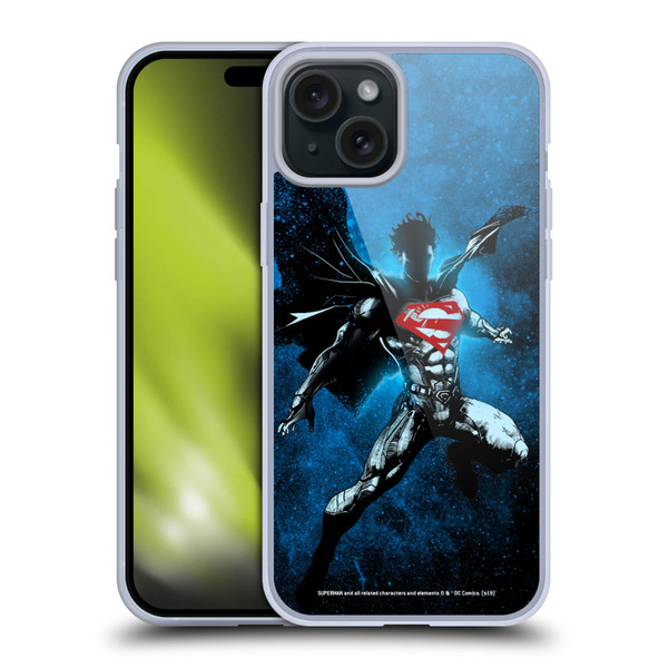 Superman DC Comics 80th Anniversary Splatter Soft Gel Case for Apple iPhone 15 Plus