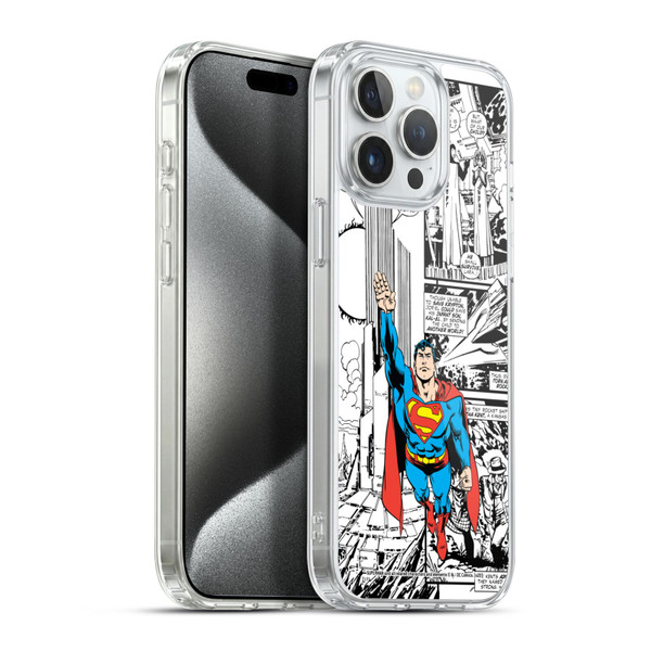 Superman DC Comics Comicbook Art Flight Soft Gel Case for Apple iPhone 15 Pro Max & MagSafe