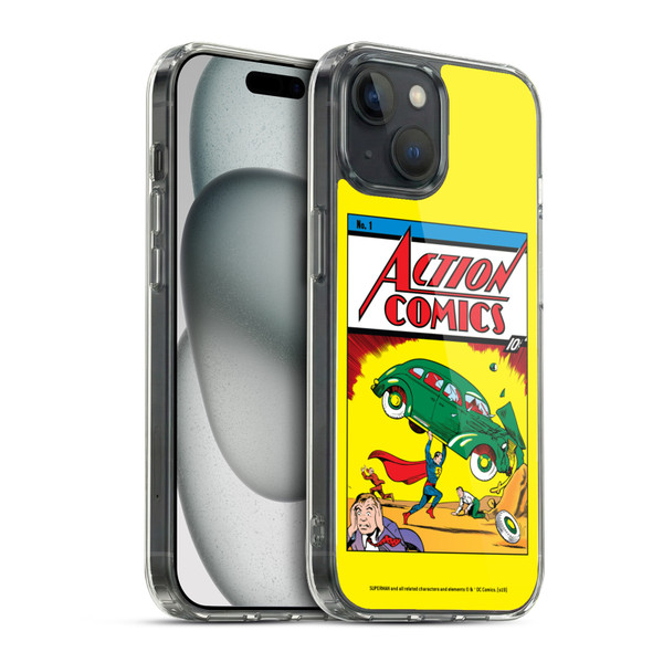 Superman DC Comics Famous Comic Book Covers Action Comics 1 Soft Gel Case for Apple iPhone 15 & MagSafe