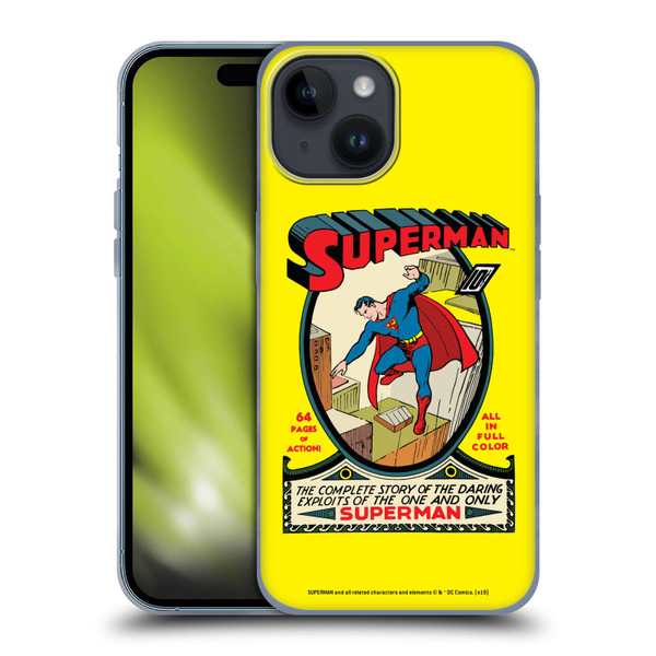 Superman DC Comics Famous Comic Book Covers Number 1 Soft Gel Case for Apple iPhone 15
