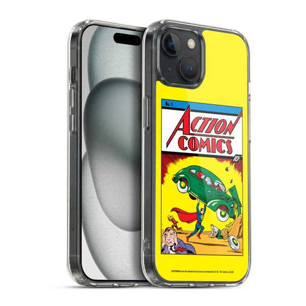 Superman DC Comics Famous Comic Book Covers Action Comics 1 Soft Gel Case for Apple iPhone 15 Plus & MagSafe