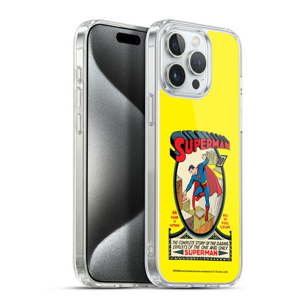 Superman DC Comics Famous Comic Book Covers Number 1 Soft Gel Case for Apple iPhone 15 Pro Max & MagSafe
