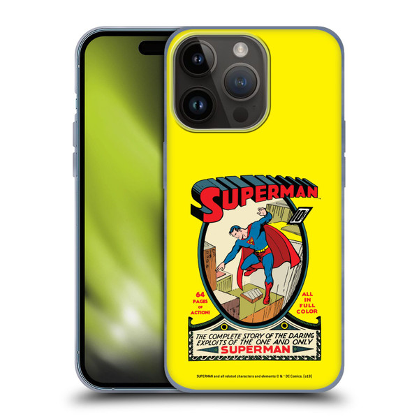 Superman DC Comics Famous Comic Book Covers Number 1 Soft Gel Case for Apple iPhone 15 Pro