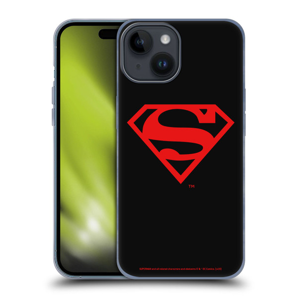 Superman DC Comics Logos Black And Red Soft Gel Case for Apple iPhone 15