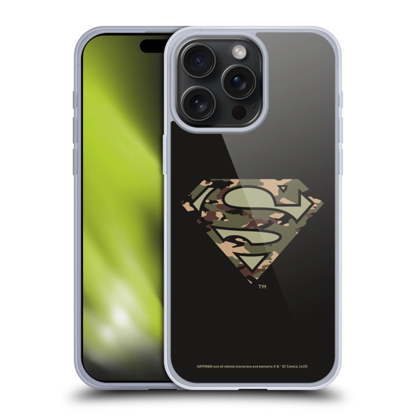 Superman DC Comics Logos Camouflage Soft Gel Case for Apple iPhone 15 Pro Max
