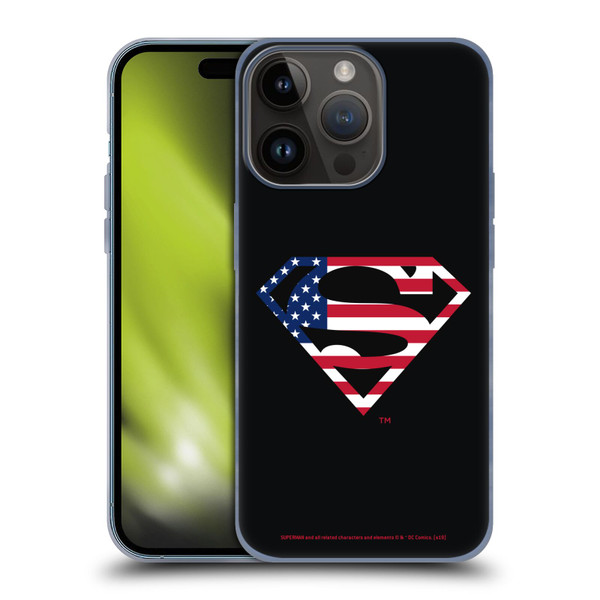 Superman DC Comics Logos U.S. Flag 2 Soft Gel Case for Apple iPhone 15 Pro
