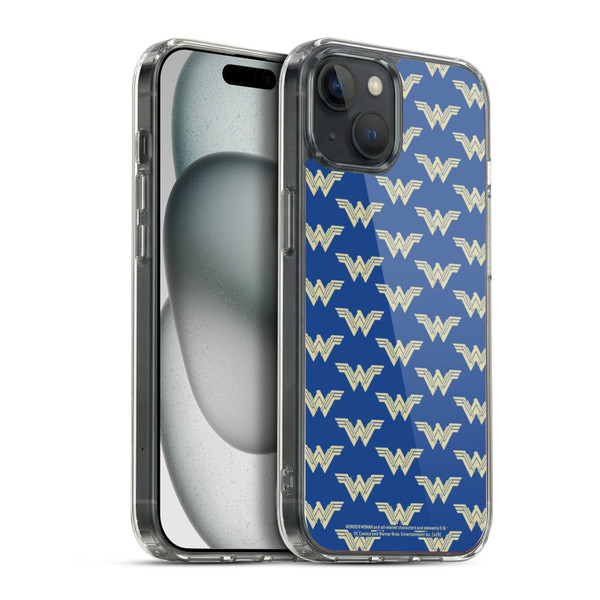 Wonder Woman Movie Logos Pattern Soft Gel Case for Apple iPhone 15 Plus & MagSafe