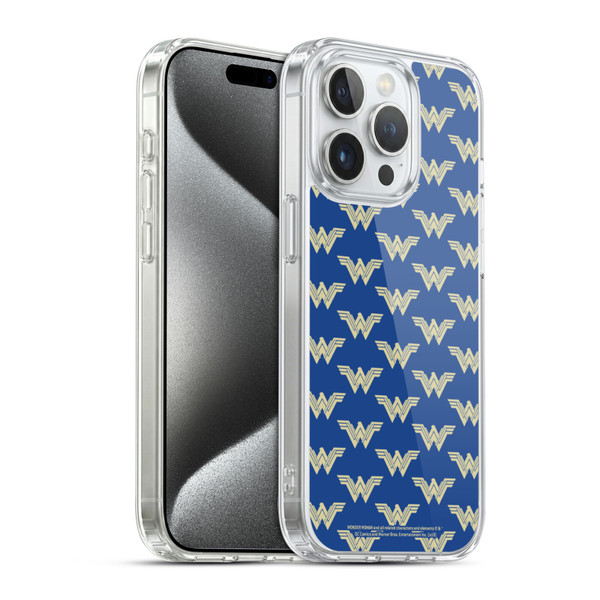 Wonder Woman Movie Logos Pattern Soft Gel Case for Apple iPhone 15 Pro & MagSafe