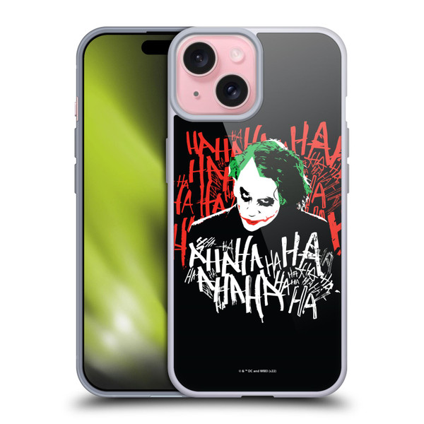 The Dark Knight Graphics Joker Laugh Soft Gel Case for Apple iPhone 15