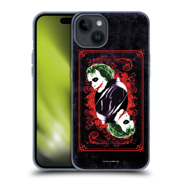 The Dark Knight Graphics Joker Card Soft Gel Case for Apple iPhone 15 Plus