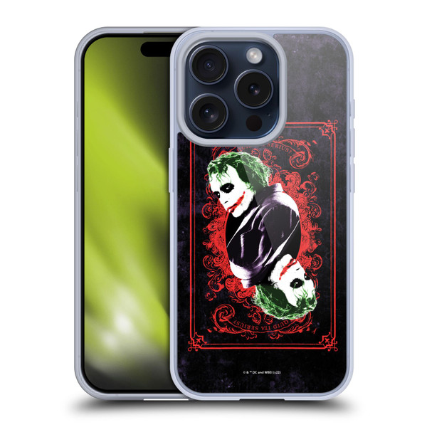 The Dark Knight Graphics Joker Card Soft Gel Case for Apple iPhone 15 Pro