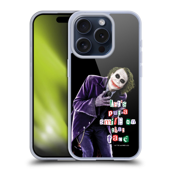 The Dark Knight Graphics Joker Put A Smile Soft Gel Case for Apple iPhone 15 Pro