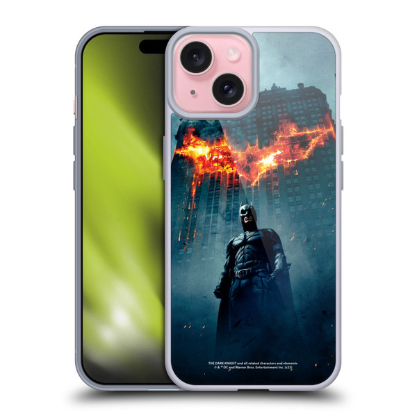 The Dark Knight Key Art Batman Poster Soft Gel Case for Apple iPhone 15