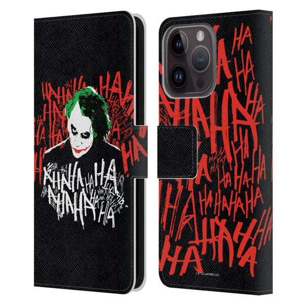 The Dark Knight Graphics Joker Laugh Leather Book Wallet Case Cover For Apple iPhone 15 Pro