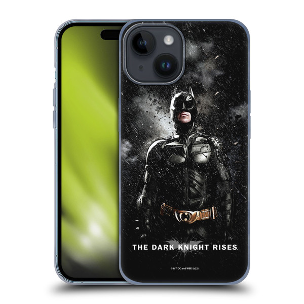 The Dark Knight Rises Key Art Batman Rain Poster Soft Gel Case for Apple iPhone 15
