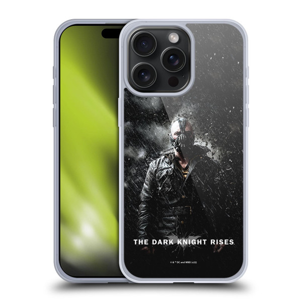 The Dark Knight Rises Key Art Bane Rain Poster Soft Gel Case for Apple iPhone 15 Pro Max