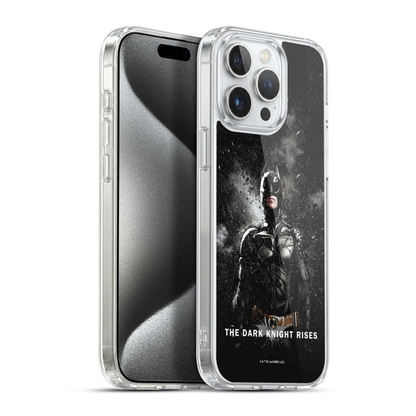 The Dark Knight Rises Key Art Batman Rain Poster Soft Gel Case for Apple iPhone 15 Pro Max & MagSafe