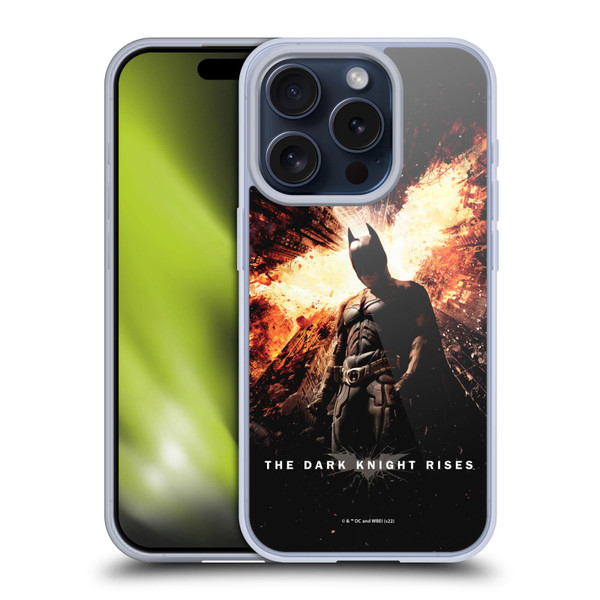 The Dark Knight Rises Key Art Batman Poster Soft Gel Case for Apple iPhone 15 Pro