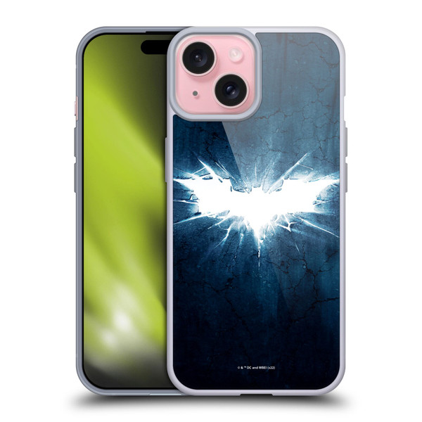 The Dark Knight Rises Logo Grunge Soft Gel Case for Apple iPhone 15