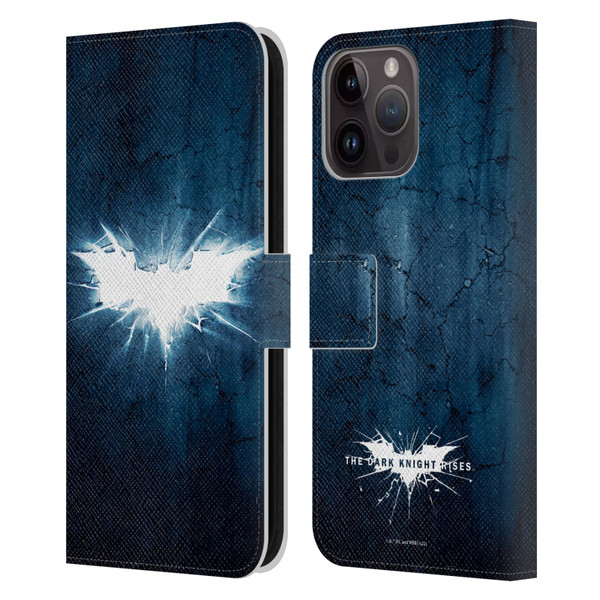 The Dark Knight Rises Logo Grunge Leather Book Wallet Case Cover For Apple iPhone 15 Pro Max