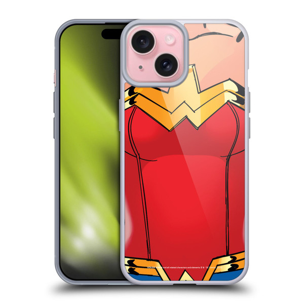 Wonder Woman DC Comics Logos Costume Soft Gel Case for Apple iPhone 15
