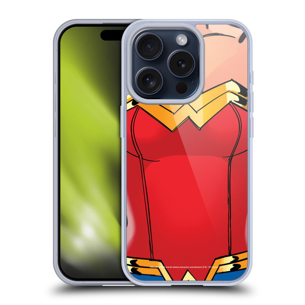 Wonder Woman DC Comics Logos Costume Soft Gel Case for Apple iPhone 15 Pro