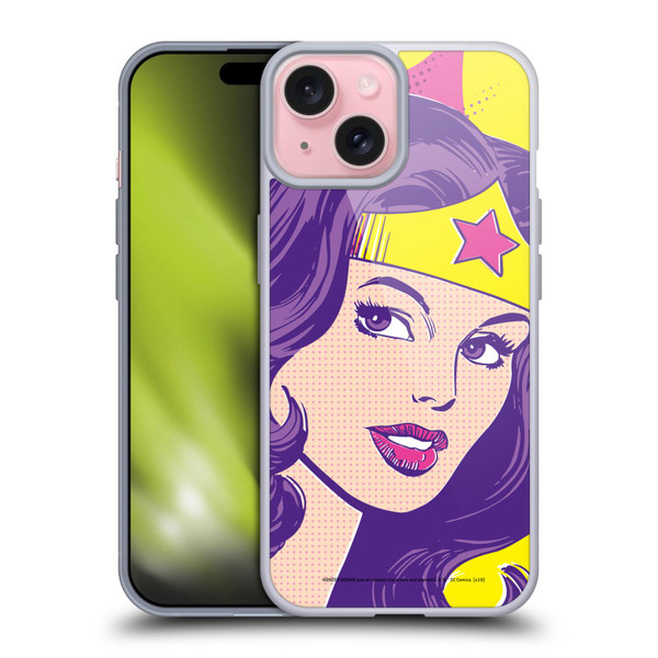 Wonder Woman DC Comics Vintage Art Pop Art Soft Gel Case for Apple iPhone 15