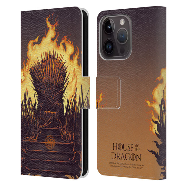 House Of The Dragon: Television Series Art Iron Throne Leather Book Wallet Case Cover For Apple iPhone 15 Pro