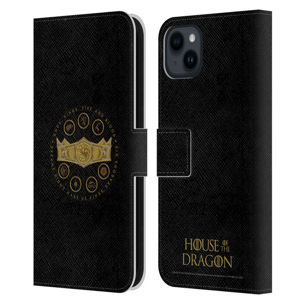 House Of The Dragon: Television Series Graphics Crown Leather Book Wallet Case Cover For Apple iPhone 15 Plus