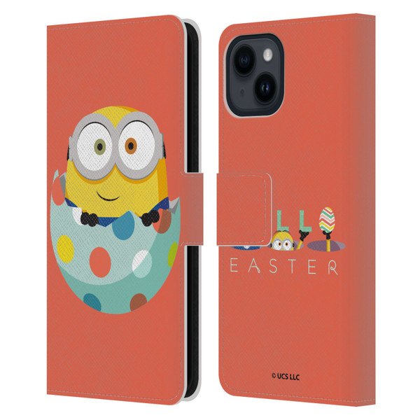 Minions Rise of Gru(2021) Easter 2021 Bob Egg Leather Book Wallet Case Cover For Apple iPhone 15