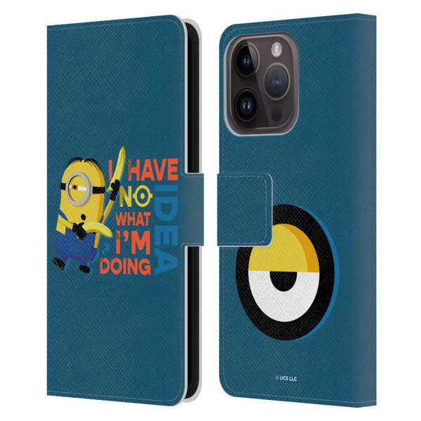 Minions Rise of Gru(2021) Humor No Idea Leather Book Wallet Case Cover For Apple iPhone 15 Pro