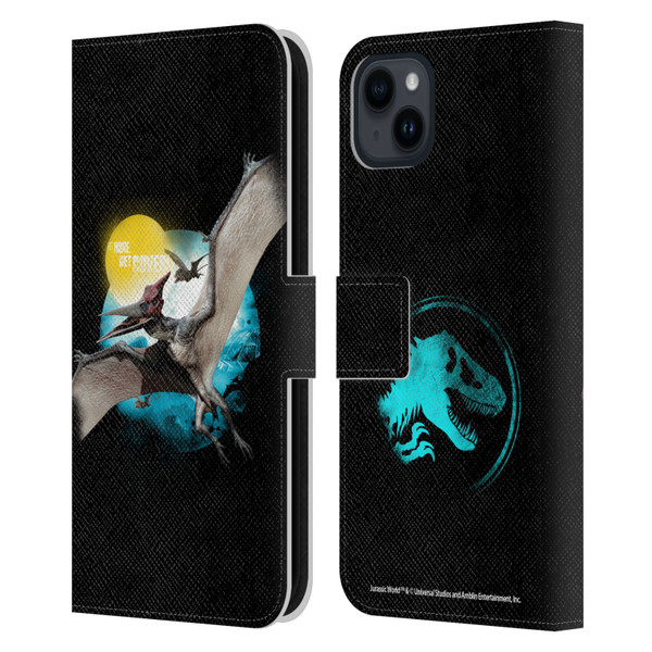 Jurassic World Key Art Pteranodon Leather Book Wallet Case Cover For Apple iPhone 15 Plus
