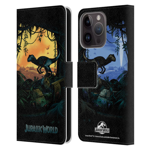 Jurassic World Key Art Blue Velociraptor Leather Book Wallet Case Cover For Apple iPhone 15 Pro