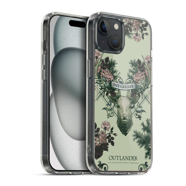 Outlander Composed Graphics Floral Deer Soft Gel Case for Apple iPhone 15 Plus & MagSafe