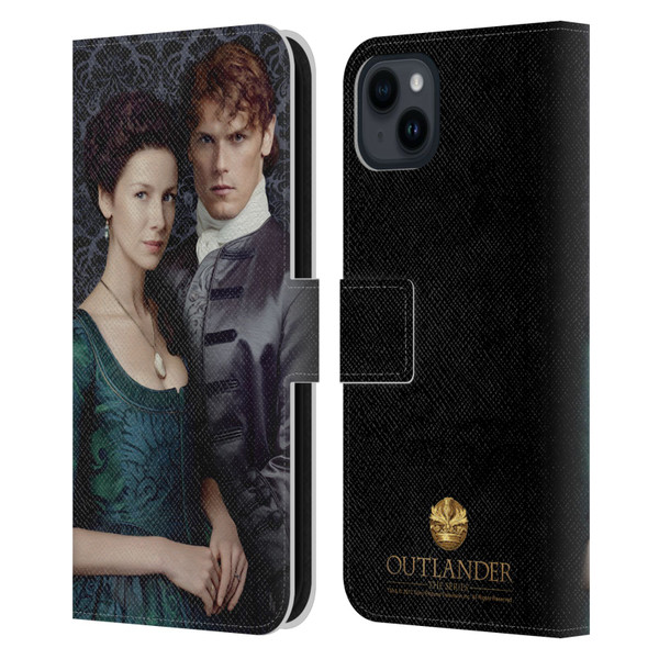 Outlander Portraits Claire & Jamie Leather Book Wallet Case Cover For Apple iPhone 15 Plus