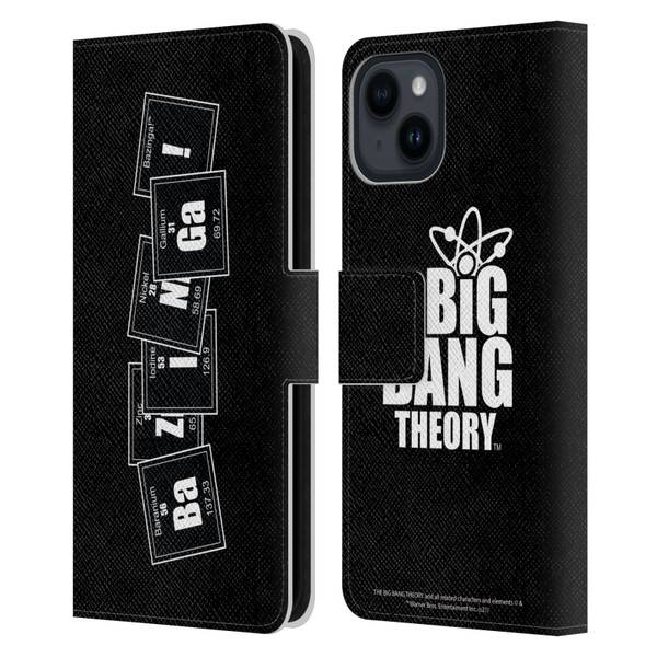 The Big Bang Theory Bazinga Elements Leather Book Wallet Case Cover For Apple iPhone 15