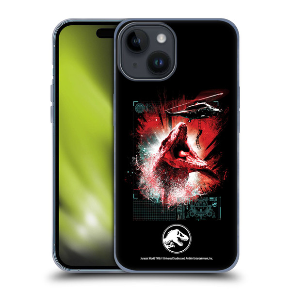 Jurassic World Fallen Kingdom Key Art Mosasaurus Soft Gel Case for Apple iPhone 15
