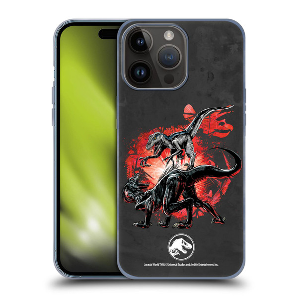Jurassic World Fallen Kingdom Key Art Raptors Battle Soft Gel Case for Apple iPhone 15 Pro Max
