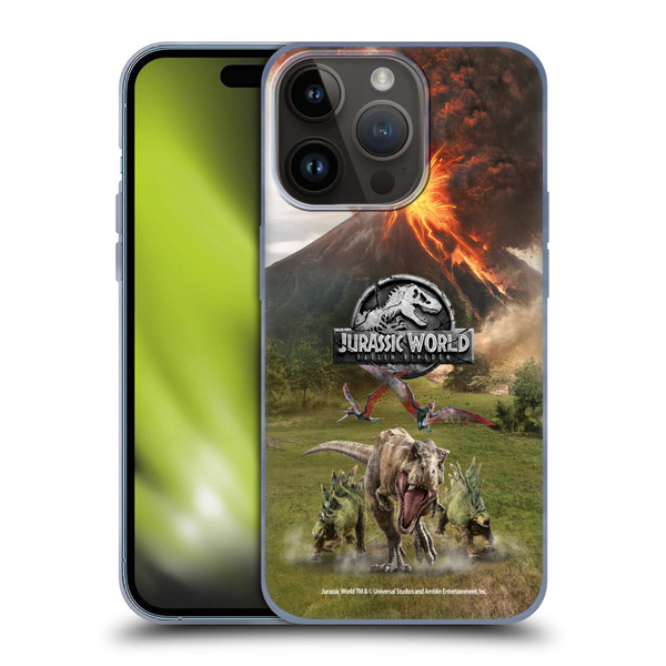 Jurassic World Fallen Kingdom Key Art Dinosaurs Escape Soft Gel Case for Apple iPhone 15 Pro