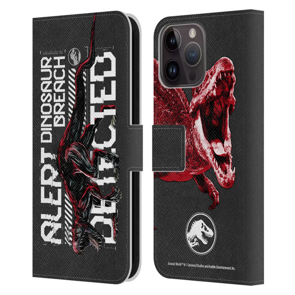 Jurassic World Fallen Kingdom Key Art Dinosaur Breach Leather Book Wallet Case Cover For Apple iPhone 15 Pro Max